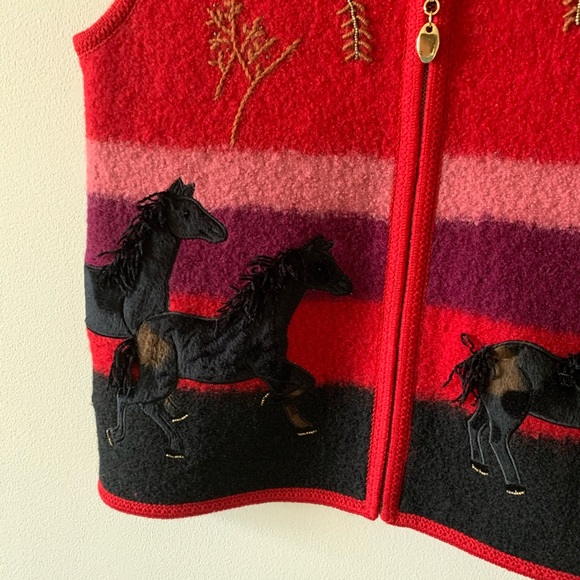 Vintage wool southwest horse equestrian vest (bag8) - Picture 2 of 5